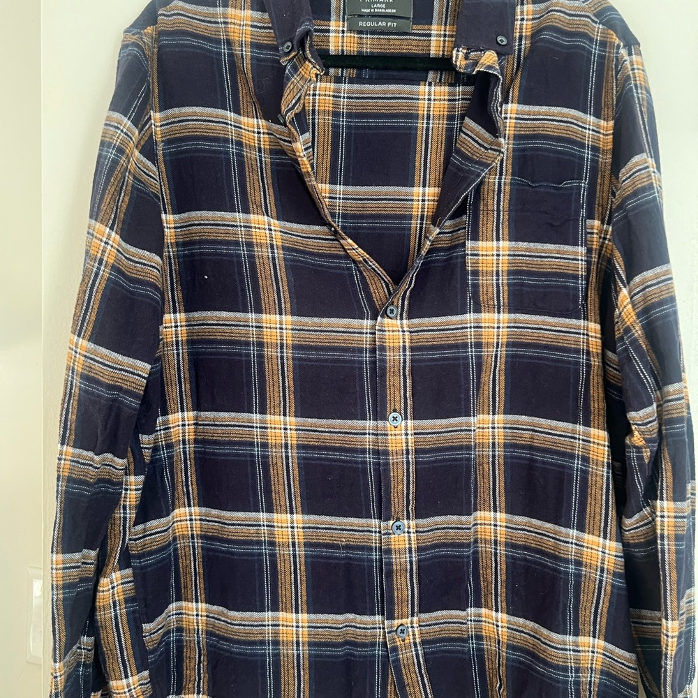 Primark Navy and Yellow Plaid Shirt